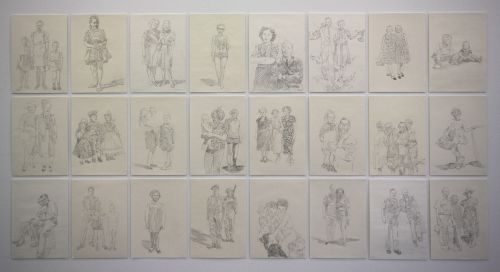 Click the image for a view of: Ruth Rosengarten. Untitled (Photographs). 2011. pencil on paper. Installation view